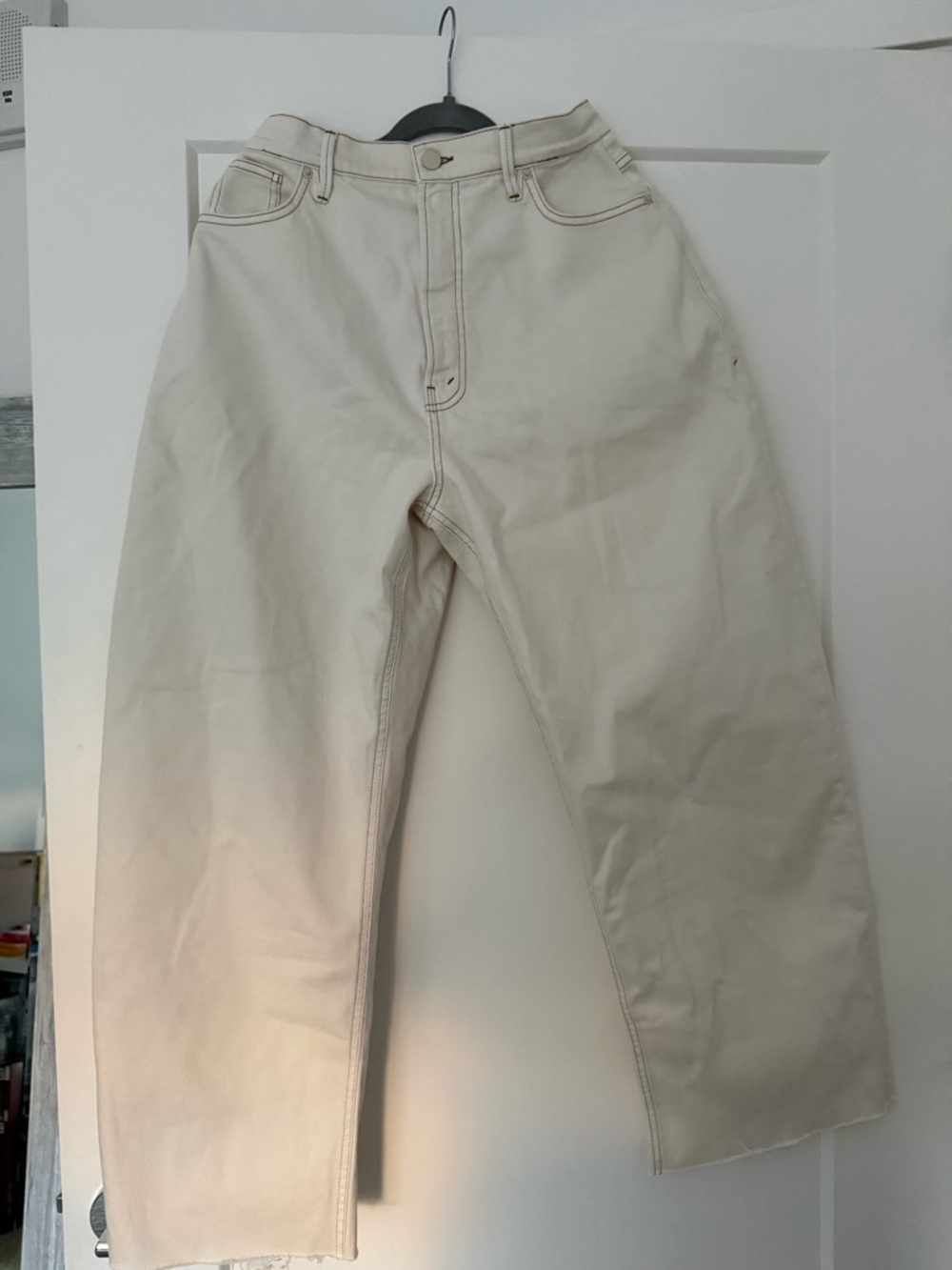 Good American Good Extreme High-Waisted Barrel Cut Contrast Stitch Jeans